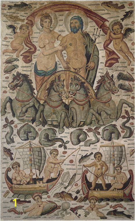 "Triumph of Neptune and Amphitrite" Mosaic from ancient Cirta in Algeria circa 300 350 AD "