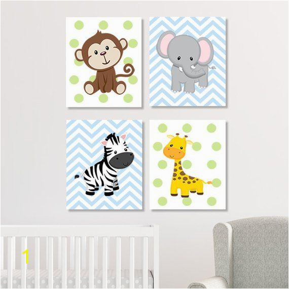 Jungle Nursery Decor Jungle Animals Wall Art Safari Nursery Decor Nursery Prints Canvas Safari Animals Nursery Baby Animals Set of 4