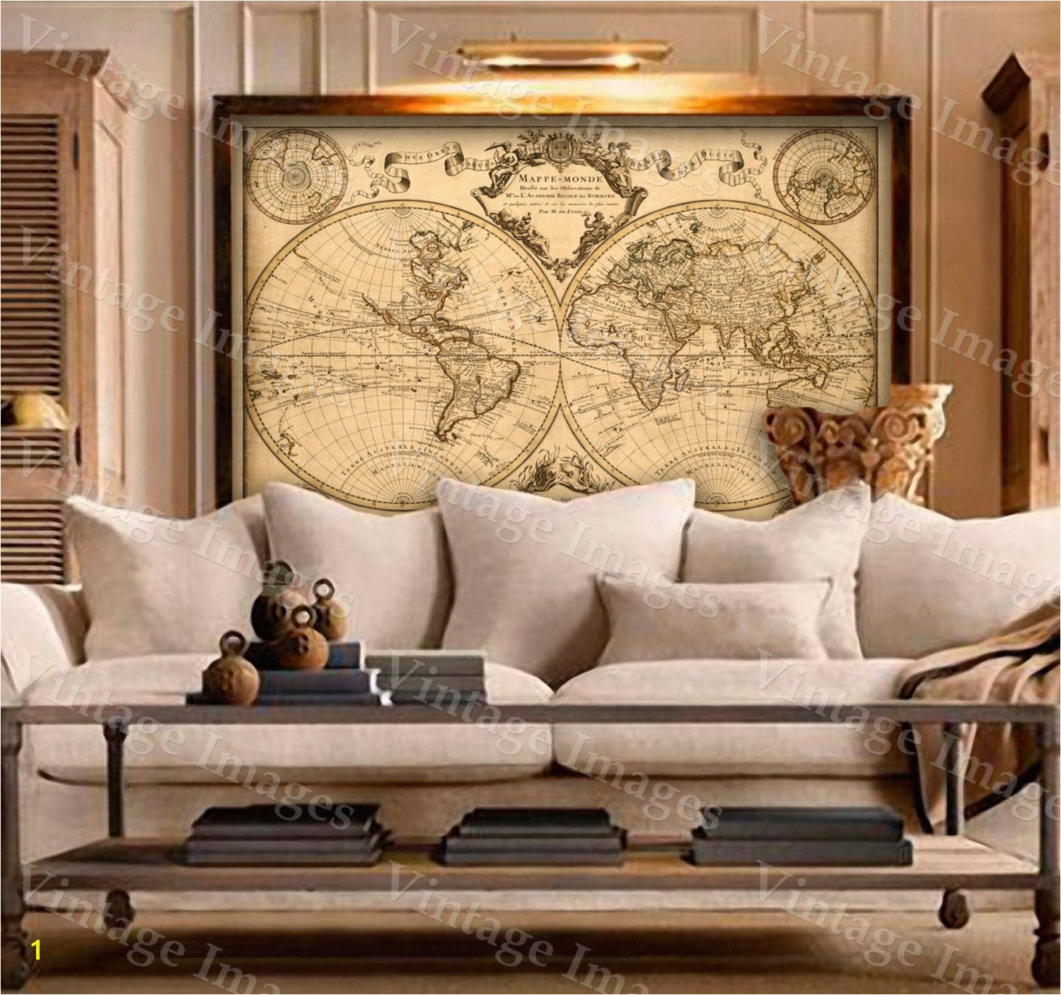 L Isle s 1720 Old World Map Historic Map Antique Restoration Hardware Style World Map Guillaume de L Isle mappe monde Wall Map Home Decor pinned by
