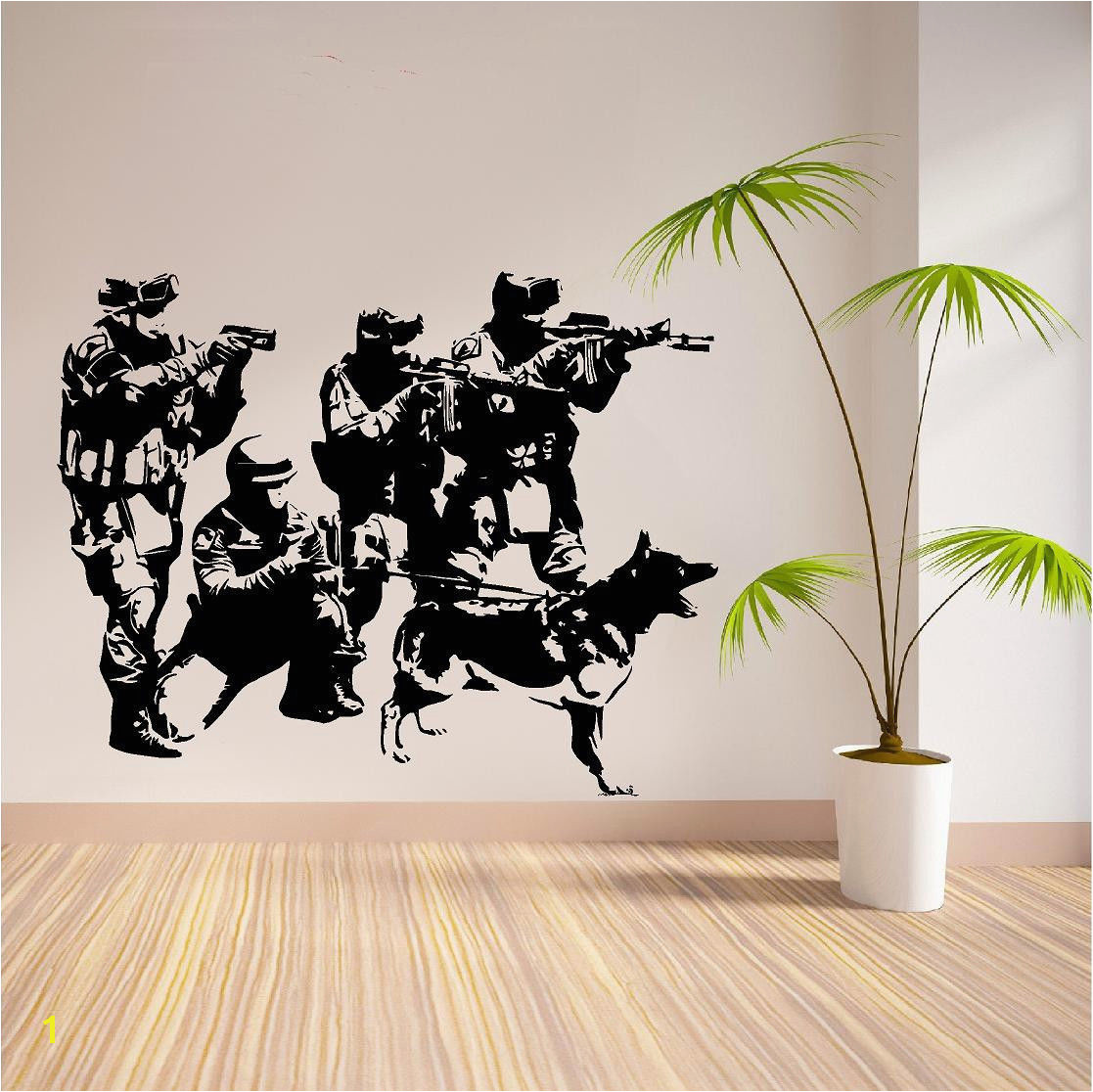 C099 SWAT Team Military Army Sol rs Dogs Removeable Vinyl Wall Sticker for Boys rooms decoration Decal