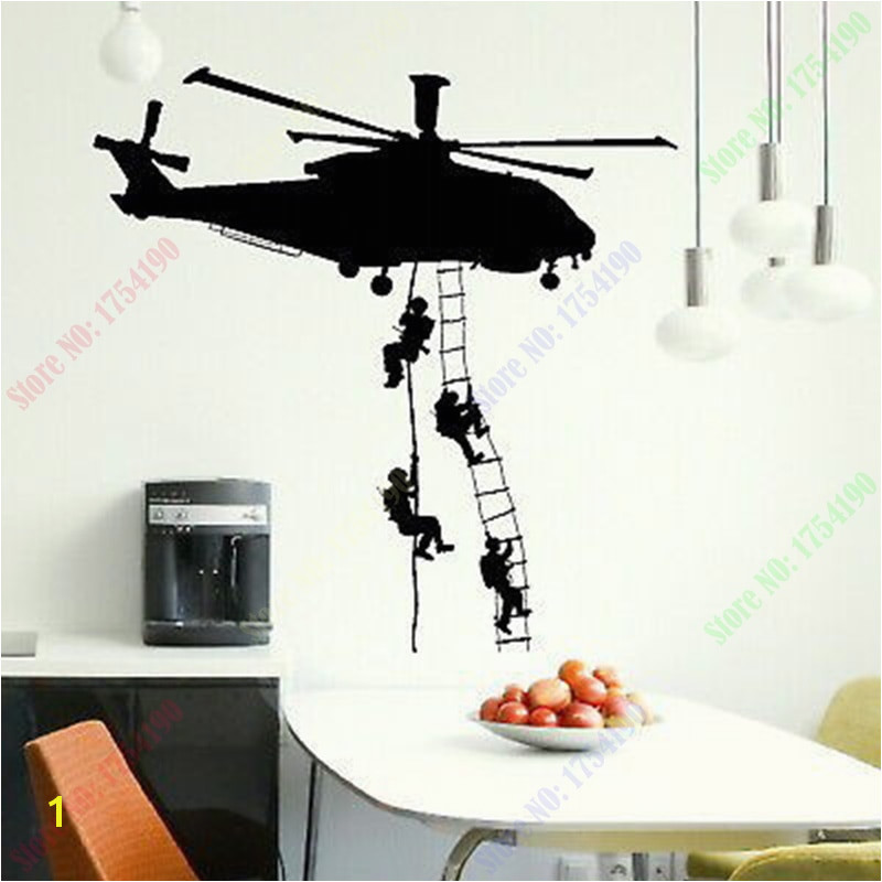 Free Shipping New Helicopter Army Sticker Adhesive Vinly Wall Art For Boys Bedroom Huge Marines Wall Stickers Home Decoration