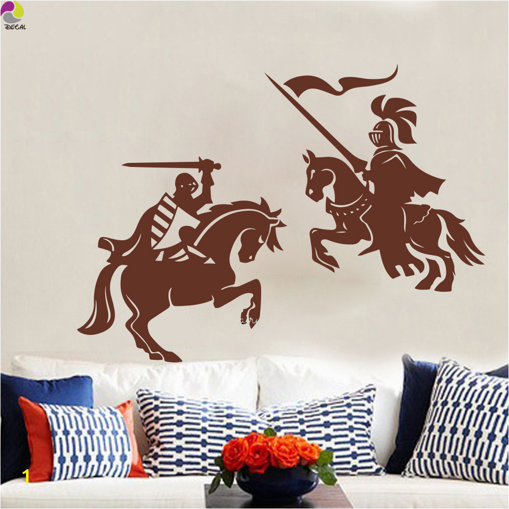 Knight Warrior Wall Sticker Kids Room Living Room Lego Me val Dragon Slayer horse Solider Army Wall