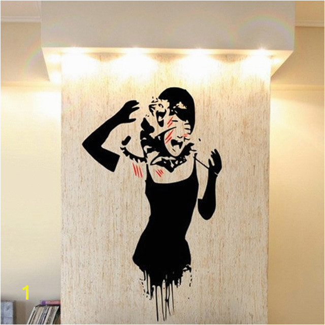Banksy Audrey Hepburn Angegriffen Von Cat Vinyl Kunst Wandaufkleber Aufkleber Wandbild Tapete Wohnkultur Mode Mädchen Wohnzimmer