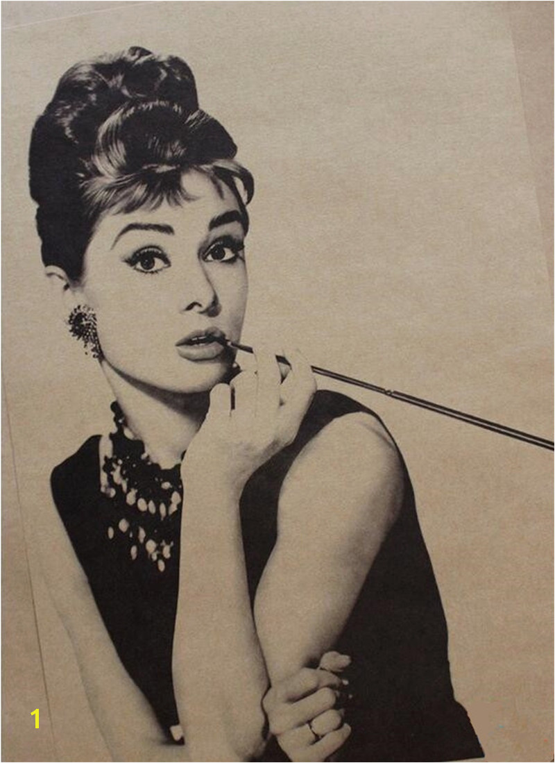 Audrey Hepburn Wall Mural Wall Sticker Vintage Classic Audrey Hepburn Poster Bar Home Decor