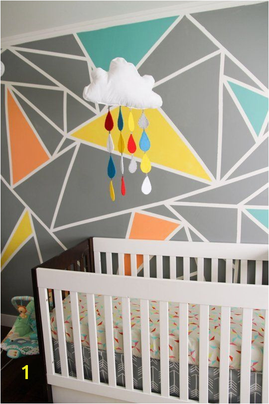 Baby Boy Nursery Murals Archer S Colorful Nursery with Geometric Elements