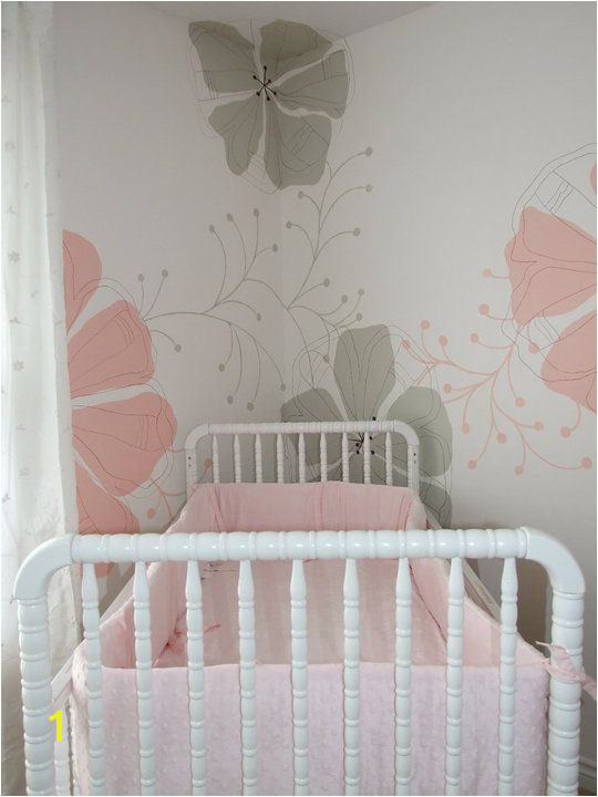 Baby girl s nursery with flower mural Inspriation from a Kleenex box