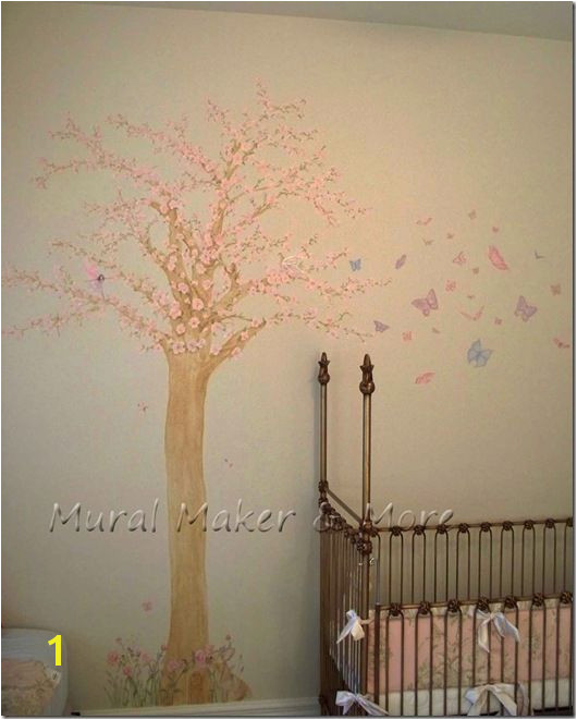 Cherry blossom tree mural in baby girl s nursery Fairy Nursery Garden Nursery Cherry