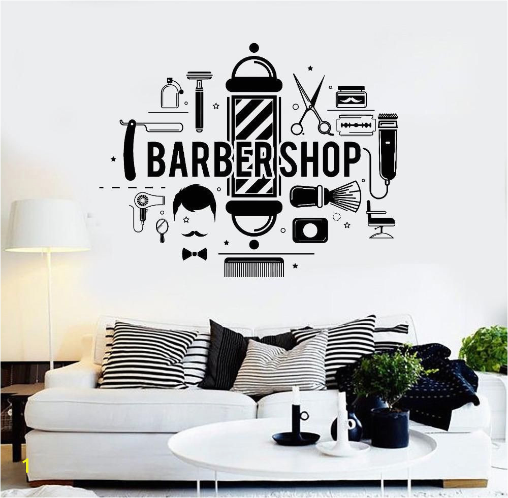 Barbershop Words Wall Decals Living Room