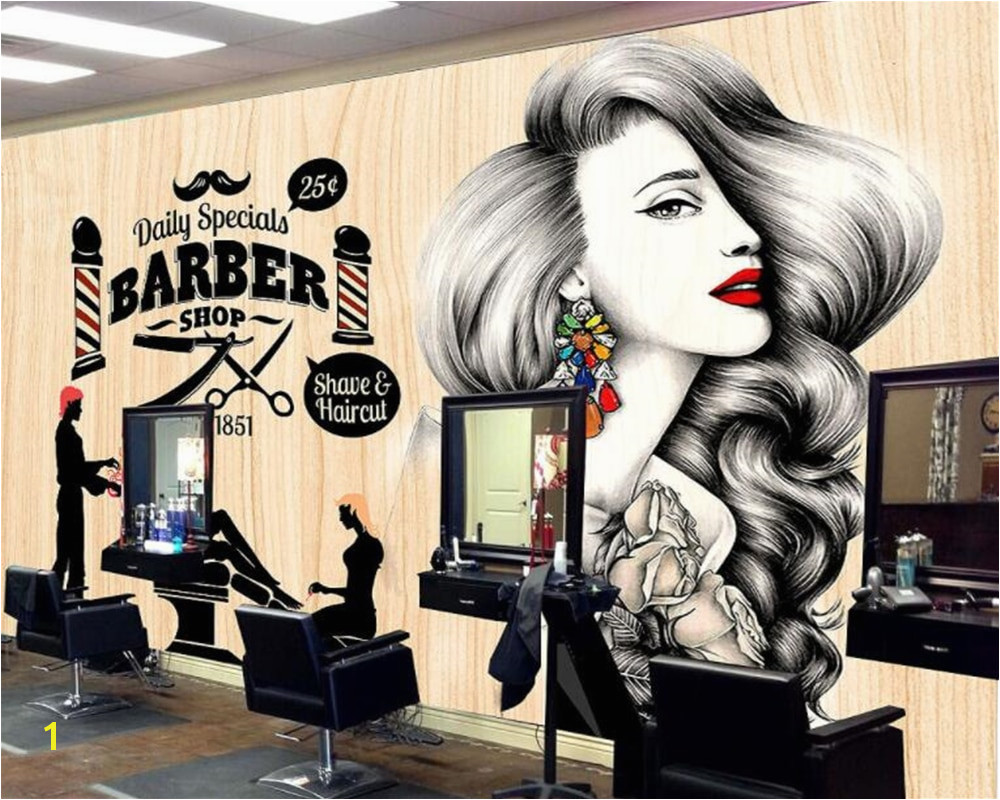 Beibehang Custom Wallpaper Hairdressing Salon Hair Wall Barber Shop Vintage Makeup Hair shop decoration 3d wallpaper mural