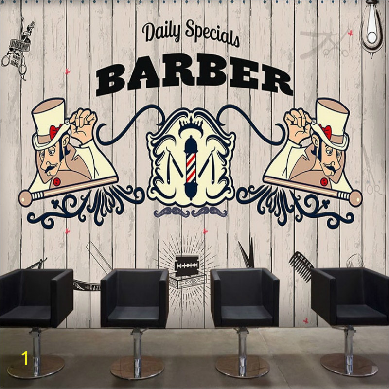 Barber Shop Wall Murals Customized European 3d Large Creative Concrete Wall Hand Painted