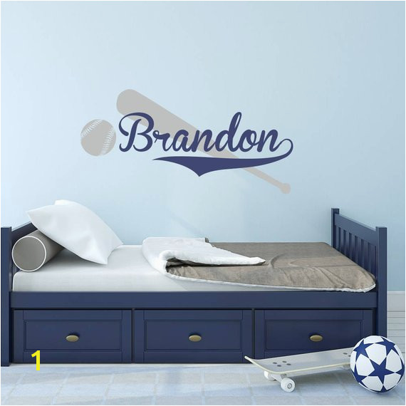 Baseball Wall Decal with Personalized Name Boys Name Decal Sports Themed Room Decor Custom Basebal