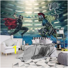 size wallpaper mural for boy s bedroom Thor Ragnarog & Hulk fight wall decoration ideas