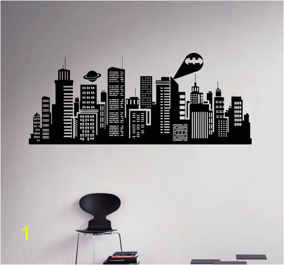 Batman Cityscape Wall Mural Gotham City Wall Decal Batman Night City Vinyl Sticker Ics Home