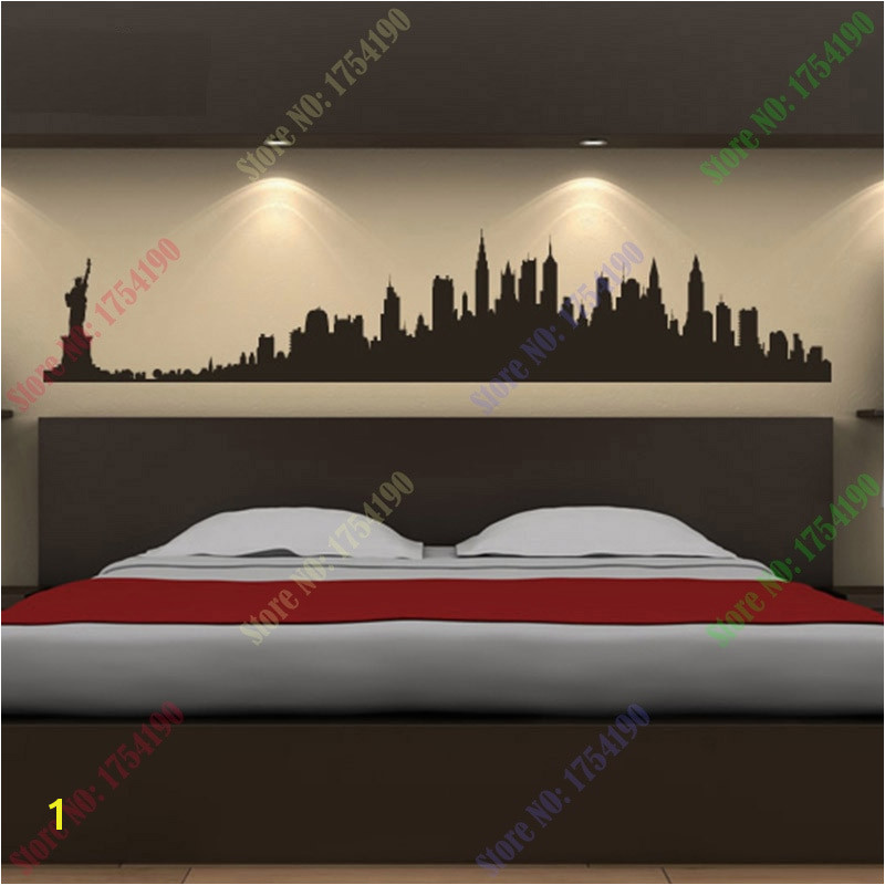 New York City Skyline Wall Stickers City Silhouette Buildings Art Decals Mural DIY Wallpaper for Room Decal 73 14cm in Wall Stickers from Home & Garden on