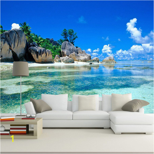 Beach Murals for Bedrooms Custom Mural Wallpaper 3d Ocean Sea Beach Background Non Woven