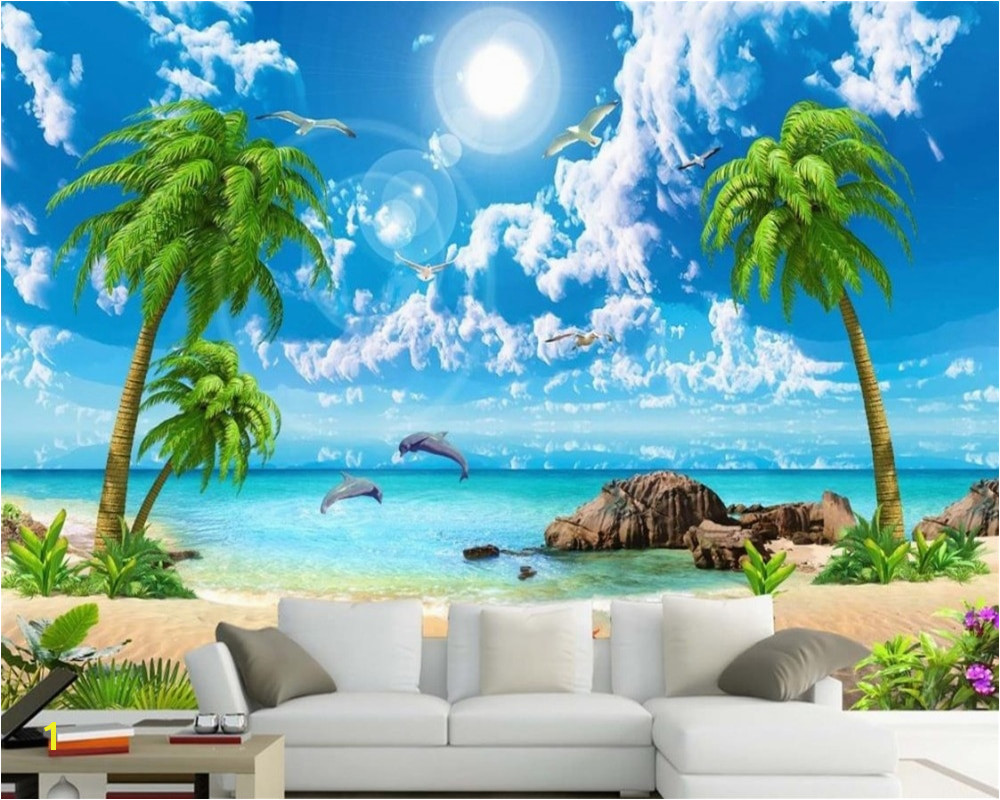 beibehang wallpaper for walls 3 d Custom wallpapers Sea view coconut beach scenery 3d wall murals wallpaper papier peint