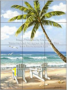 Backsplash designs Beach Scene tiles Hidden Beach SK Tile Mural Belle Image