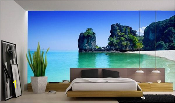 Beach themed Murals Beautiful Beach Murals for Modern Master Bedroom Interior