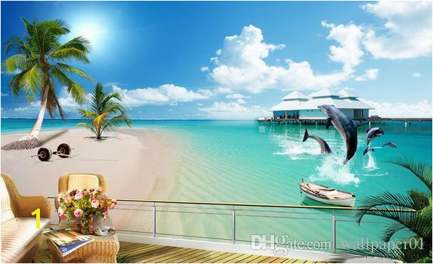 Custom Wall Mural Modern Art Painting High Quality Mural Wallpaper Beach Coconut Tree Aegean Sea Tv Background Wall 3d Wallpaper Mural Wal Wallpapers