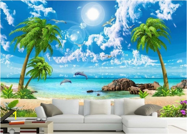 3d wall murals wallpaper custom 3d photo Sea coconut beach wallpaper angels wall papers home decor 3d stereoscopic wallpaper