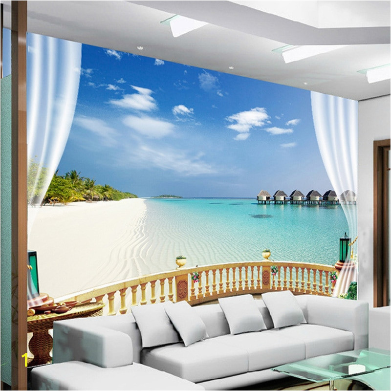 Beach Wall Murals for Sale Custom 3d Poster Wallpaper Beach Scenery Living Room Bedroom Tv