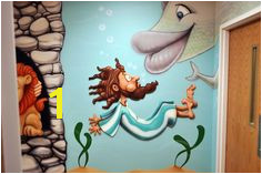 We incorporate humor and whimsy in our cartoon Bible story murals – not in an irreverent