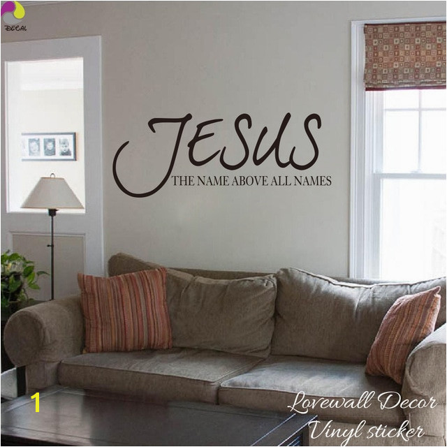 Jesus Name All Names Saying Wall Sticker Living Room Bedroom Bible Verse Quote Wall Decal Vinyl Home Decor Art Mural