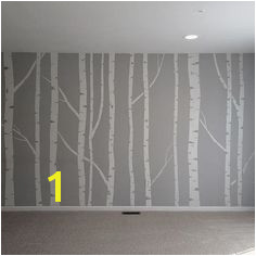 Hand painted birch tree wall mural made by taping off the trunks and branches