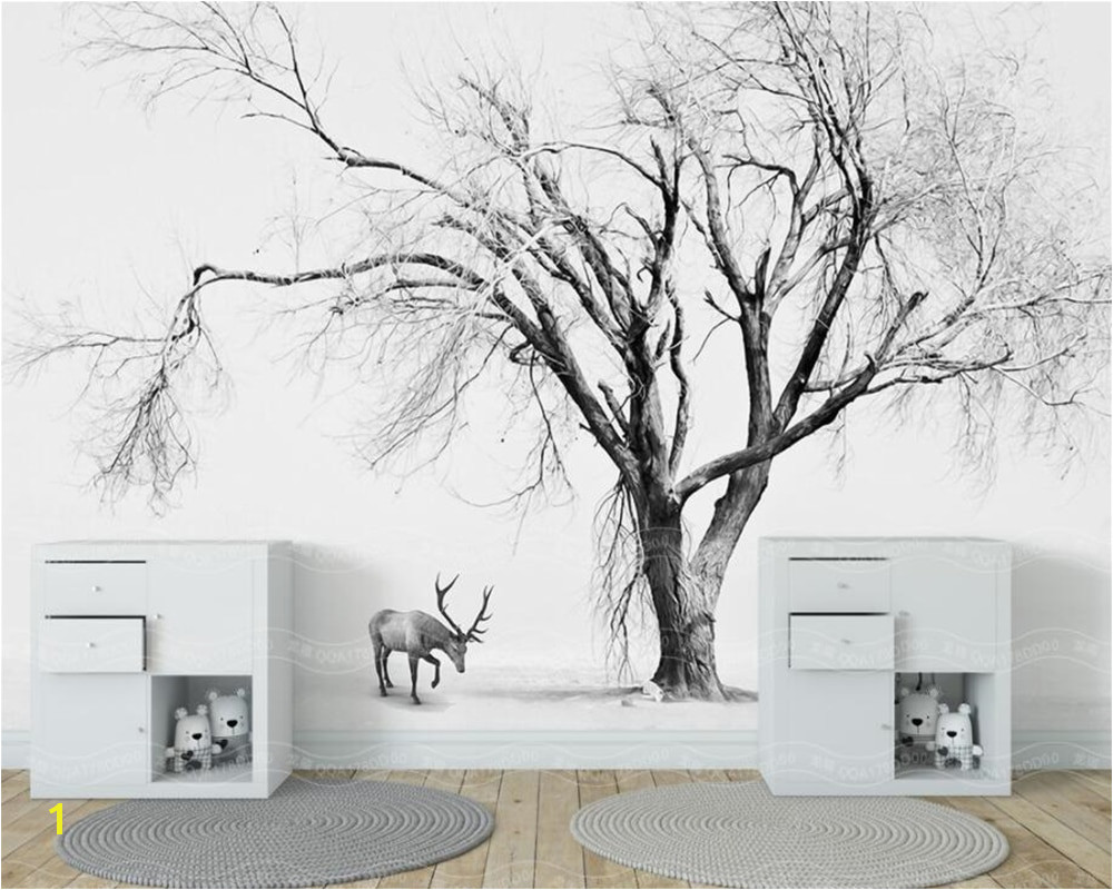 Black and White forest Mural Wallpaper Beibehang Custom Wallpaper Living Room Bedroom Background 3d
