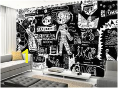 Graffiti Black and White wall mural living room preview