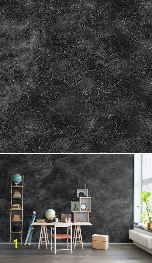 WALL MURAL WALLPAPER BLACK LINES WHITE ELEVATION GRAPHICALLY MAP BLACKBOARD