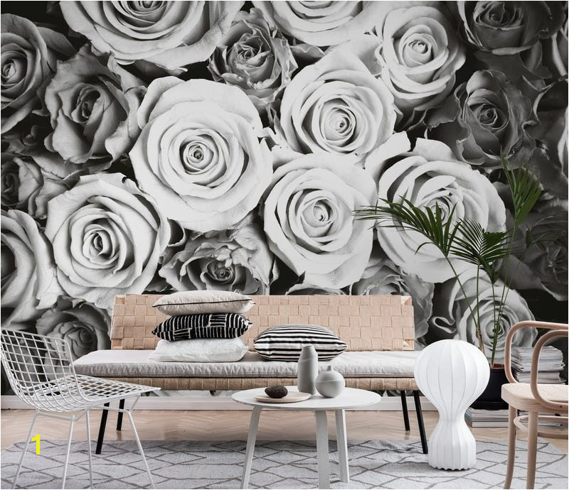 Roses black and white Wallpaper from Happywall