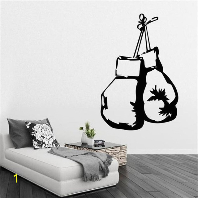 Fashion DIY 1Pc Wallpaper Boxing gloves fight sports decal gym wallpaper boy s bedroom home Wall sticker