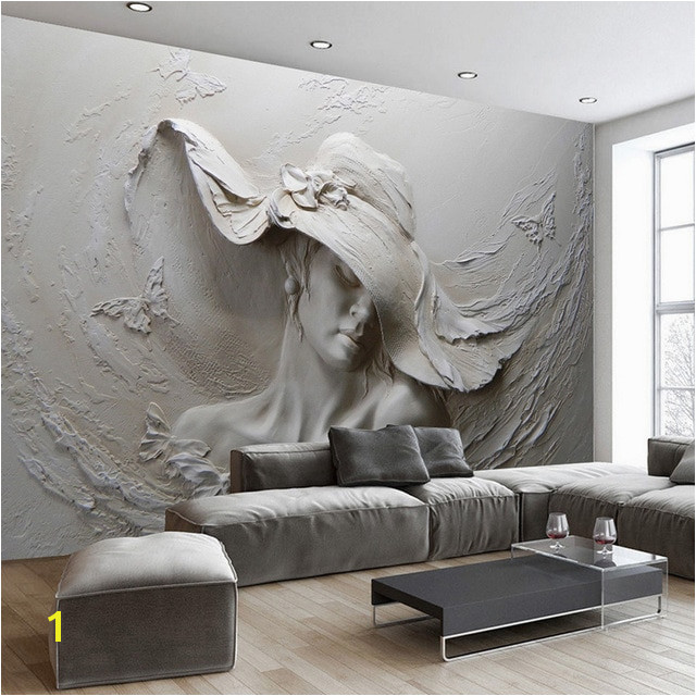 Personality Abstract Exaggeration 3D Stereo Relief Cement Character Mural Wallpaper Gallery Living Room Art Wallpaper Roll in Wallpapers from Home