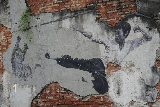 Street Art in George Town The Bruce Lee Mural which will most likely crumble