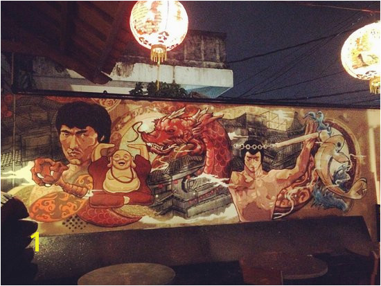 Happy Chappy Chinese Wall mural of the great one Bruce Lee