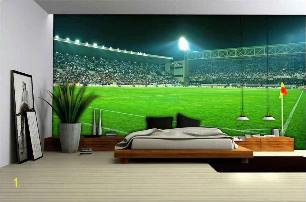 A fantastic photorealistic Football Stadium Wallpaper Mural that will make it seem like you re inside a modern football stadium