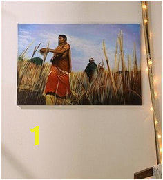 Canvas 35 5 x 1 x 23 8 Inch Framed Village Lady in Wheat Field Paintings