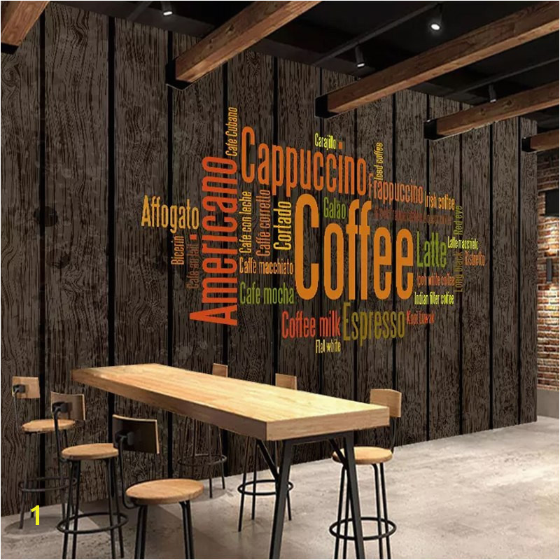 Vintage Wallpaper 3D Retro Coffee Letters Wall Murals Restaurant Cafe KTV Bar Background Wall Painting Papel De Parede 3 D in Wallpapers from Home