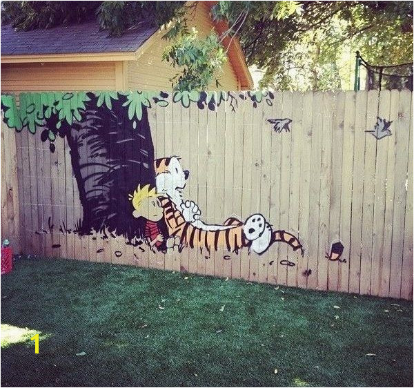 Calvin and Hobbes Mural Calvin and Hobbes Fence Painting Cool Stuff Pinterest