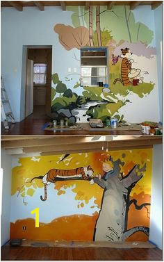 Calvin and Hobbes Room I d love to do this for a kid s room Either something different on each wall or one long continuous scene