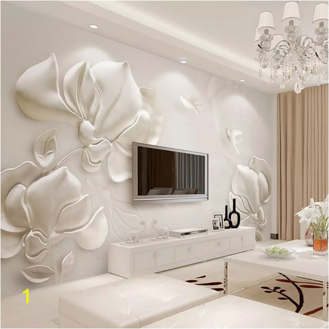 Custom Wall Mural Wallpaper 3D Plaster Relief Magnolia Flower Bird Modern Living Room TV Background Art Wall Painting Home Decor