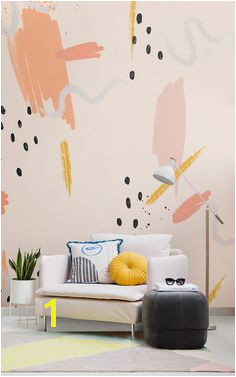 Peach Paint Brush Stroke Wallpaper Mural