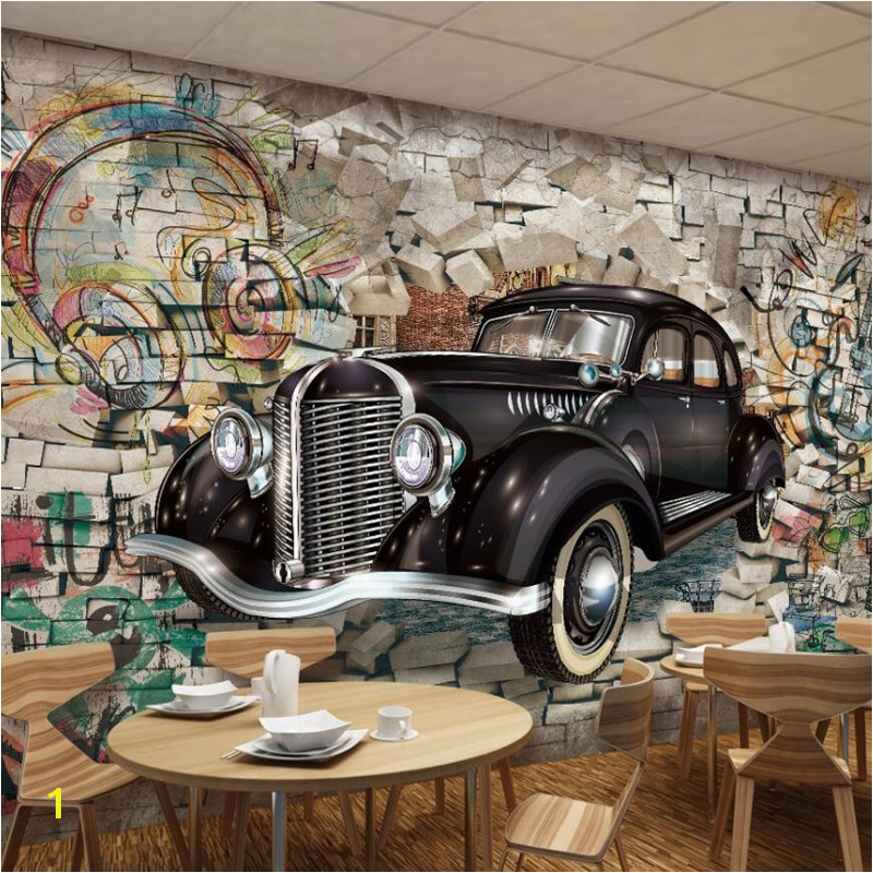 Cars 2 Wall Mural Beibehang Big Wall Retro Vintage Car Wall 3d Restaurant Bar Mural