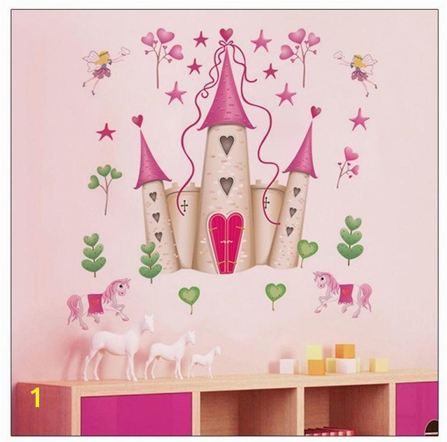 Removable Pink Princess Castle Wall Sticker Window Decal Bedroom Decor Wall Poster Baby NurserY Girls Bedroom Art