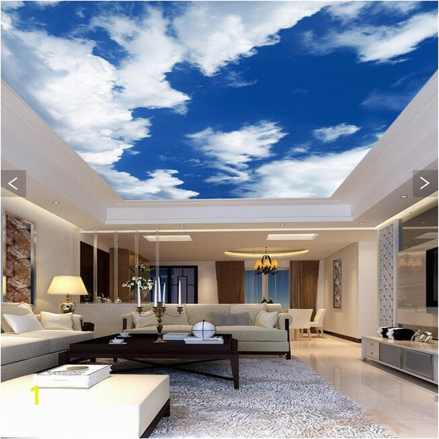 3d wallpaper mural decor backdrop Blue sky white clouds ceiling living room Restaurant ceiling wall