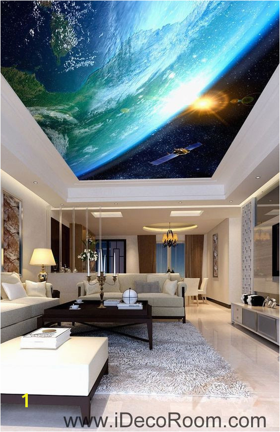 Sun Earth Ourterspace Satellite Ceiling Wall Mural Wall paper Decal Wall Art Print Decor Kids wallpaper