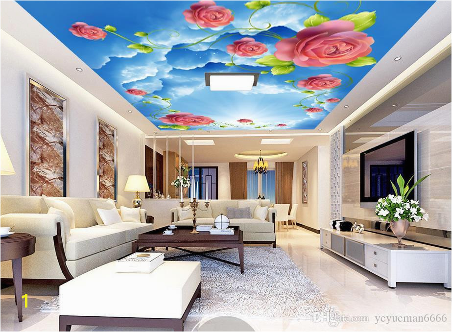 Custom 3d Ceiling Sunny Sky Rose 3d Wallpaper For Ceilings Wallpapers For Living Room 3d Ceiling Wallpaper Hd Hd Wallpaper Hd I From Yeyueman6666