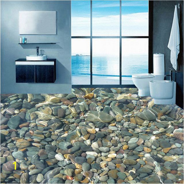 Wallpaper 3D Realistic Underwater Cobblestone Floor Tiles Murals Bathroom Living Room Self Adhesive Waterproof Vinyl Mural