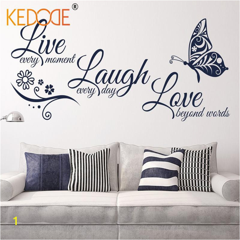 KEDODE Live Laugh Love Text Stickers Butterfly Wall Art Wallpaper Modern Wall Decal Vinyl Stickers Home Living Room Mural Sticker Wall Art Quotes Sticker